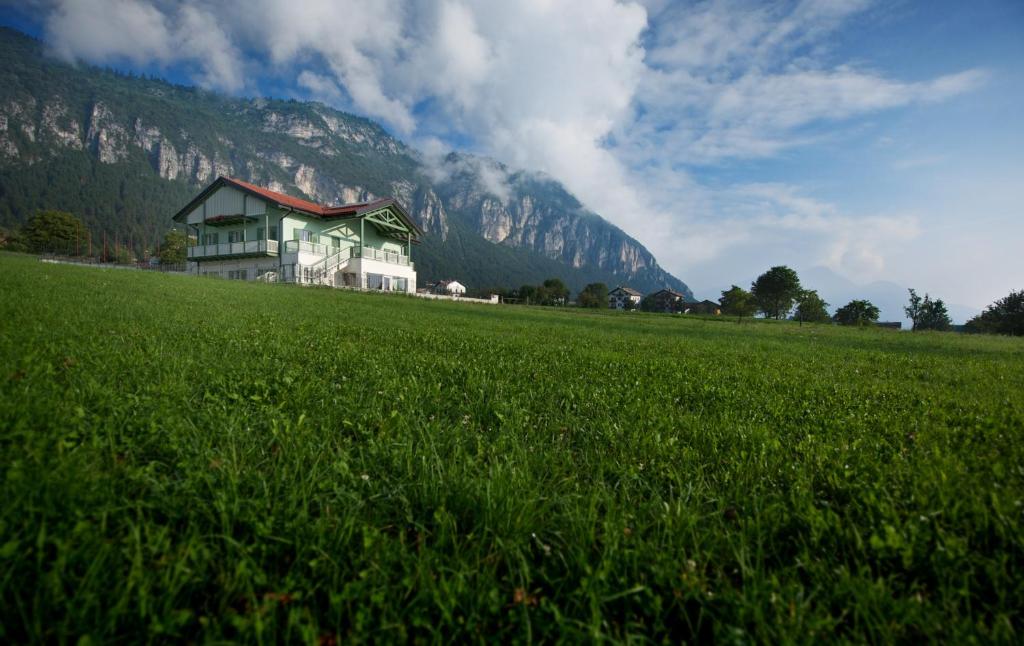 a house in the middle of a green field at Agriturismo Florandonole in Fai della Paganella