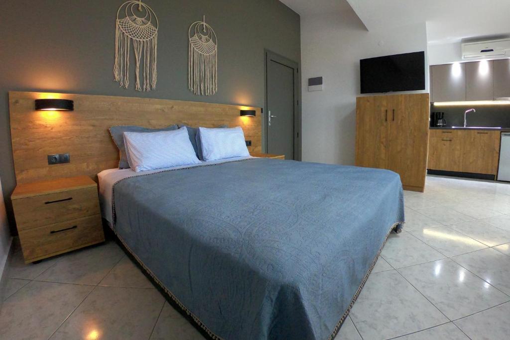 Ένα ή περισσότερα κρεβάτια σε δωμάτιο στο Sea View Apartment Grek Nea 3
