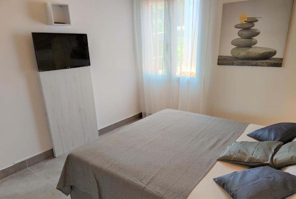 TV a/nebo společenská místnost v ubytování Apartments Rak