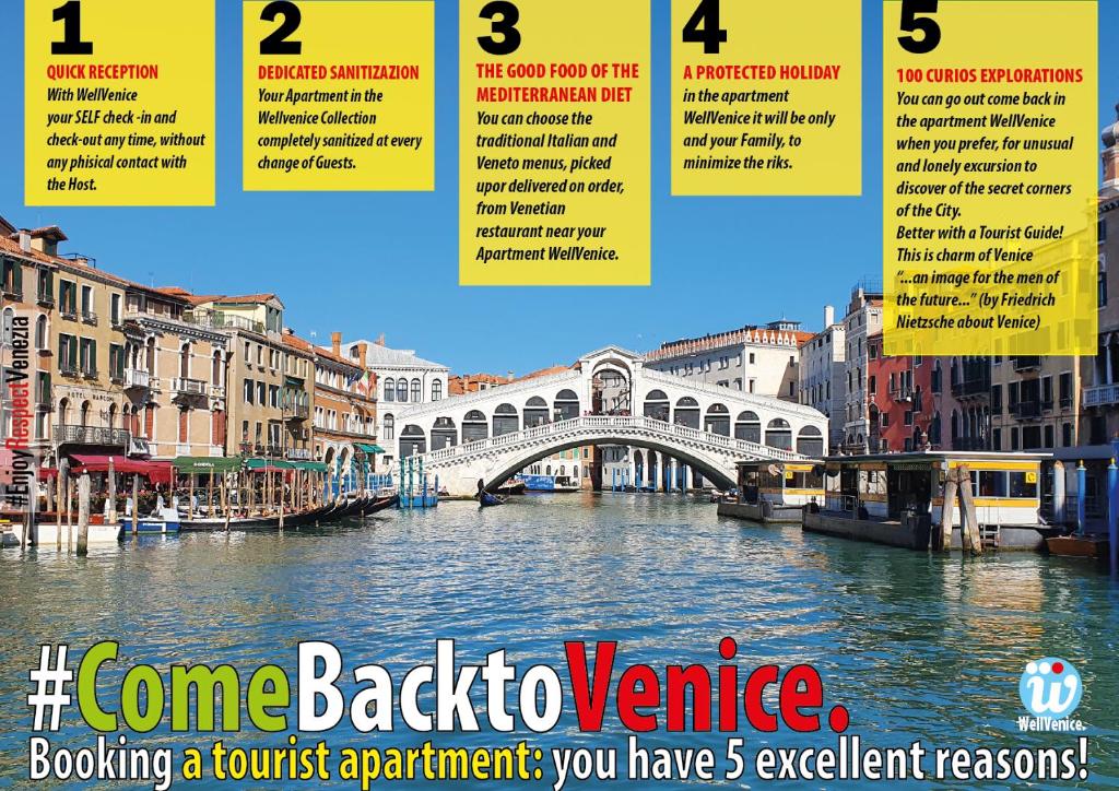 un folleto de revista con una foto de un puente en WellVenice Rialto, en Venecia