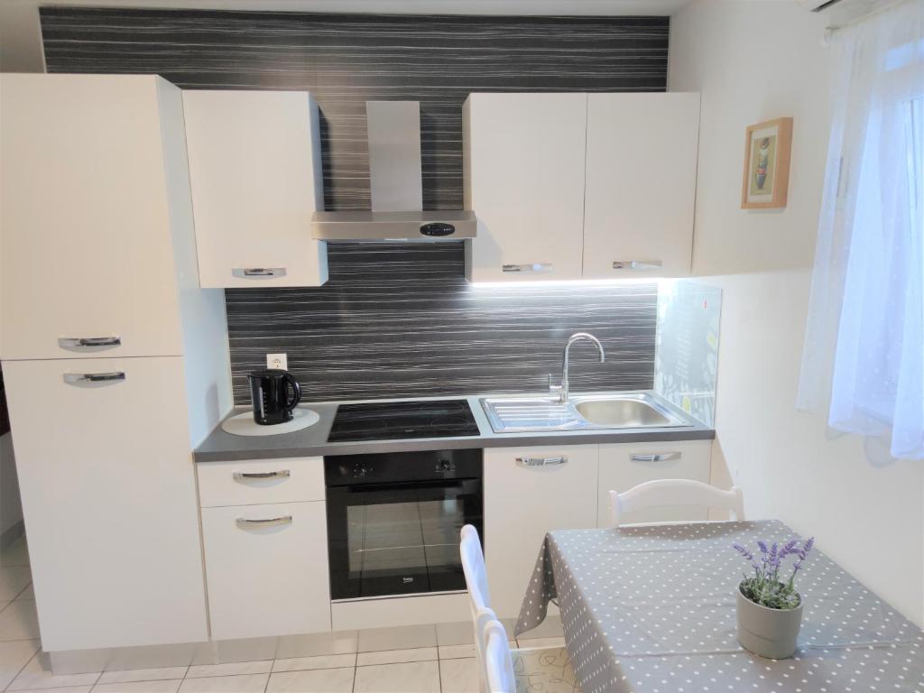 Kuchyň nebo kuchyňský kout v ubytování Apartments Rak