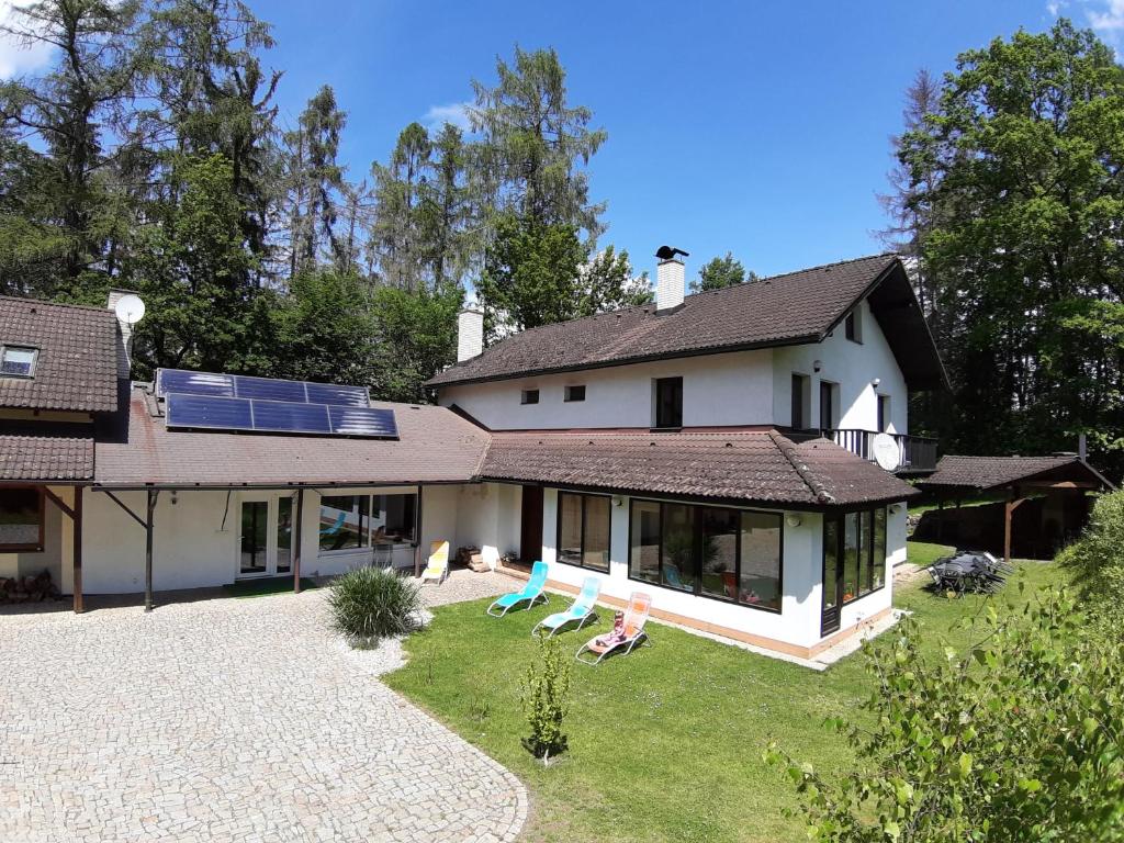a house with a solar panel on the roof at Holiday House Vitice 21 in Vitice