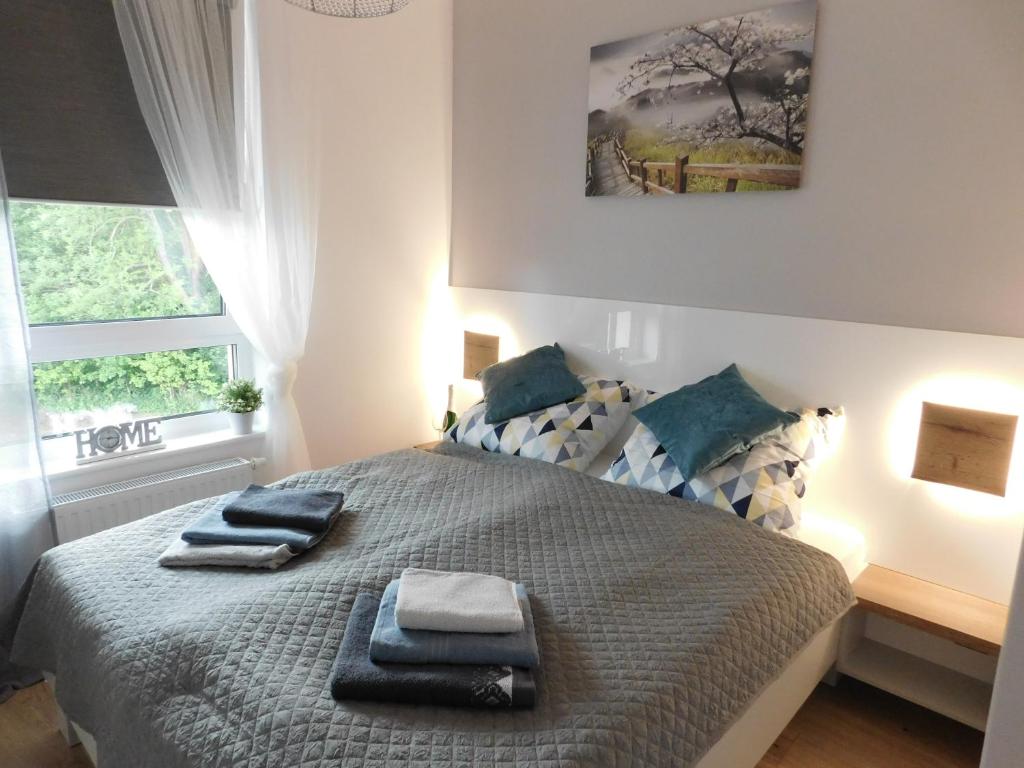 Postel nebo postele na pokoji v ubytování Apartament Zielone Wzgórze