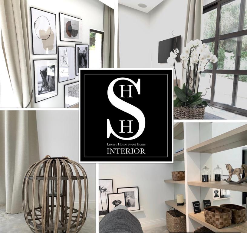 a collage of photos of a living room with a s sign at Luxury Home Sweet Home Mougins in Mougins