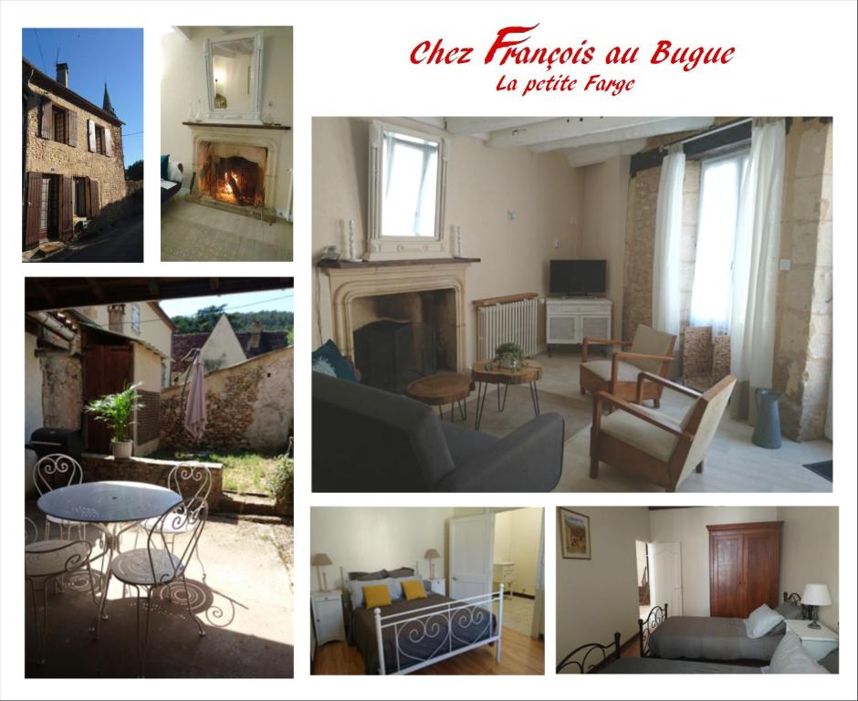 a collage of different pictures of a living room at Chez François au bugue la petite farge in Le Bugue