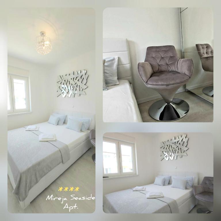 Posteľ alebo postele v izbe v ubytovaní Apartment Seaside Mireja