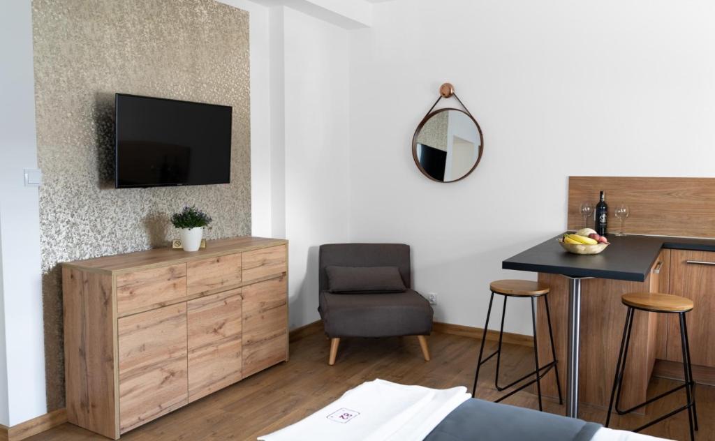TV a/nebo společenská místnost v ubytování Apartamenty, Boutique Rooms Villa 82, MIEJSCE PRKINGOWE