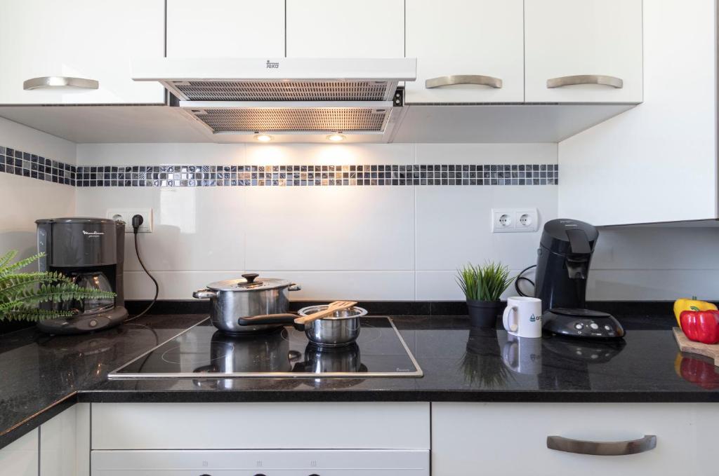 Kuchyň nebo kuchyňský kout v ubytování Apartamento Rodas Arysal