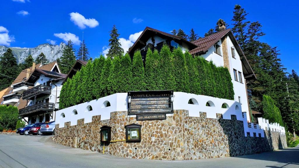 a building with a ivy growing on the side of it at Complex Cochet in Buşteni