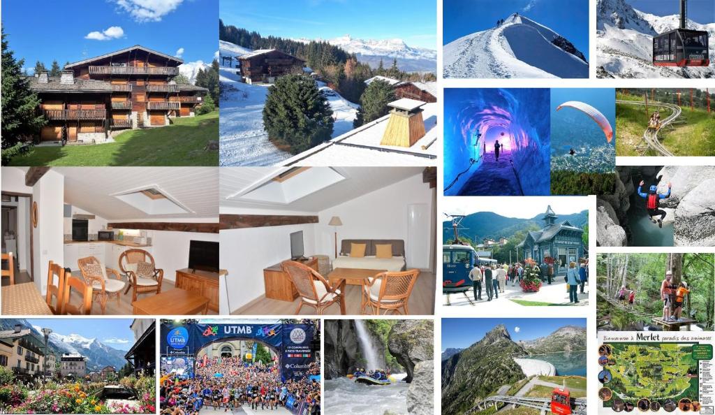 un collage d'images de différents endroits dans l'établissement Saint Gervais - Le Bettex T3 Duplex (1400m d'altitude)/ 55m2 / Vue Mont Blanc - Aux Pieds des Pistes!, à Saint-Gervais-les-Bains