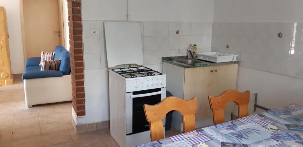 Kuchyň nebo kuchyňský kout v ubytování Jankó Apartman