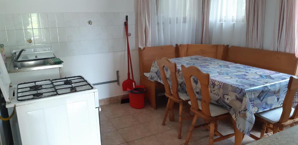 Kuchyň nebo kuchyňský kout v ubytování Jankó Apartman