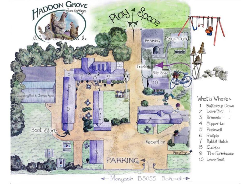 ベイクウェルにあるHaddon Grove Farm Cottagesの地図庭園図