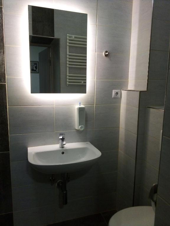 A bathroom at Hooper's Vendégház