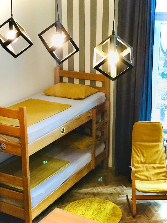 Postelja oz. postelje v sobi nastanitve Hostel Sova