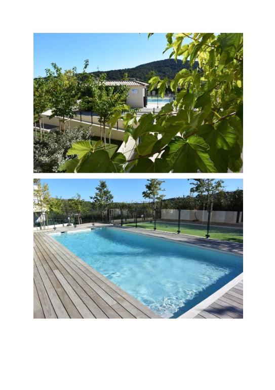 a collage of two pictures of a swimming pool at Park Horizon in Sainte-Maxime