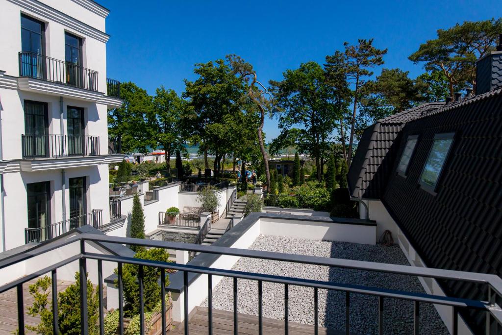 a view from the balcony of a building at Strandhotel Fontana in Timmendorfer Strand