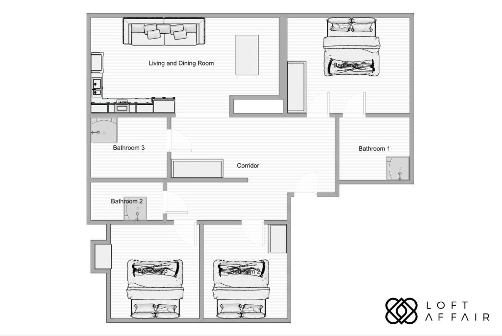 Plán poschodí v ubytovaní Main Square Apartments - LoftAffair