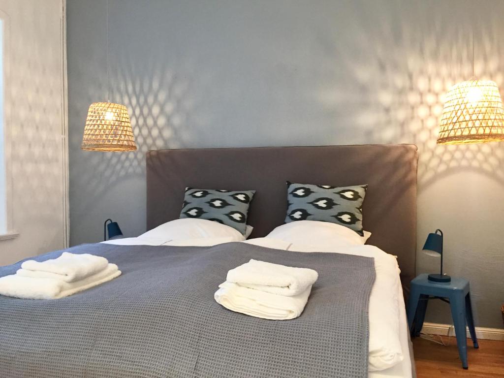 Ένα ή περισσότερα κρεβάτια σε δωμάτιο στο Uns Landhus Tating