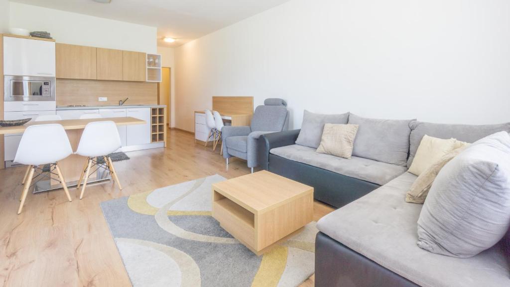 A kitchen or kitchenette at Praga Apartments & Restaurant Zell am See-Kaprun