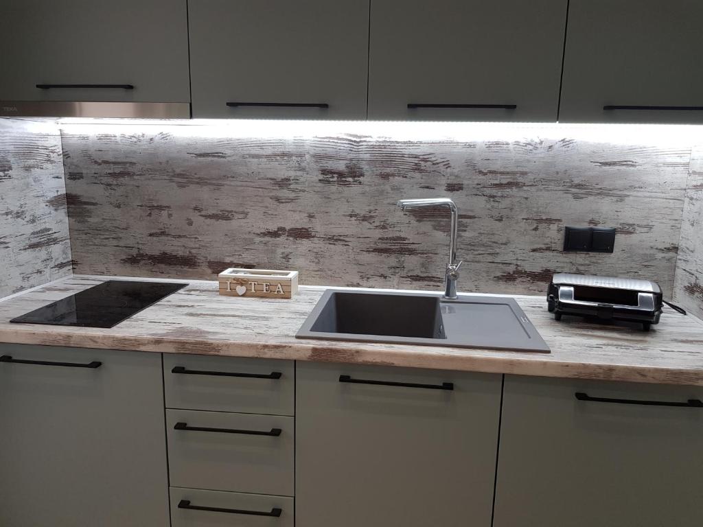 Kuchyň nebo kuchyňský kout v ubytování Adell Deluxe Apartments