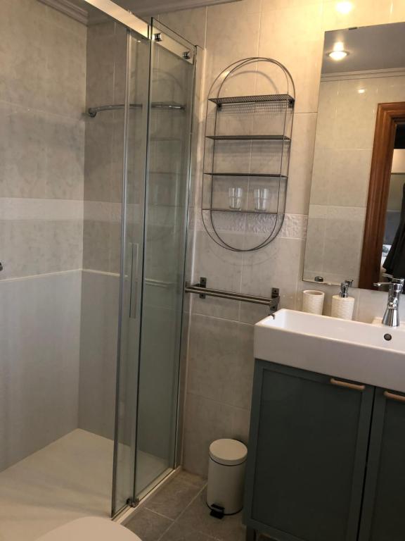 Koupelna v ubytování Hostal Arostegui