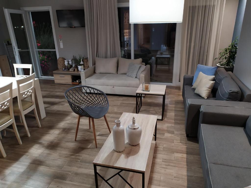 Posezení v ubytování Siggos Suites