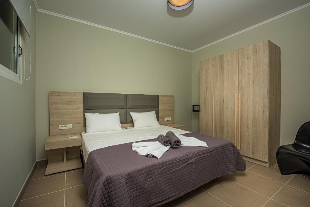 Postel nebo postele na pokoji v ubytování Metsovo Big Apts