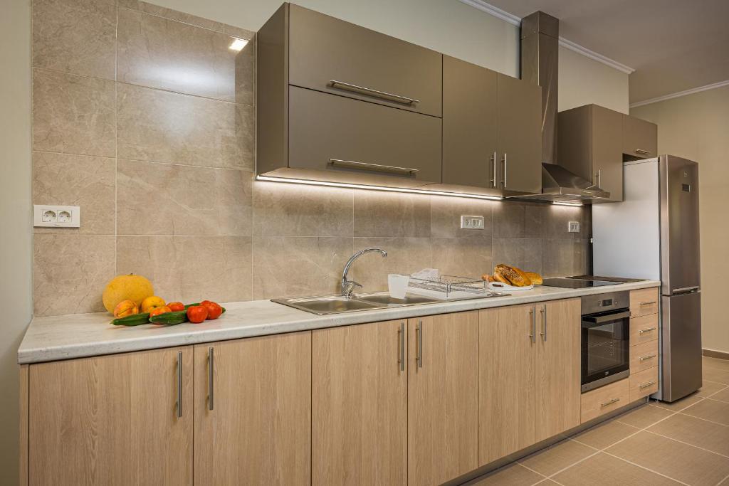 Kuchyň nebo kuchyňský kout v ubytování Metsovo Big Apts