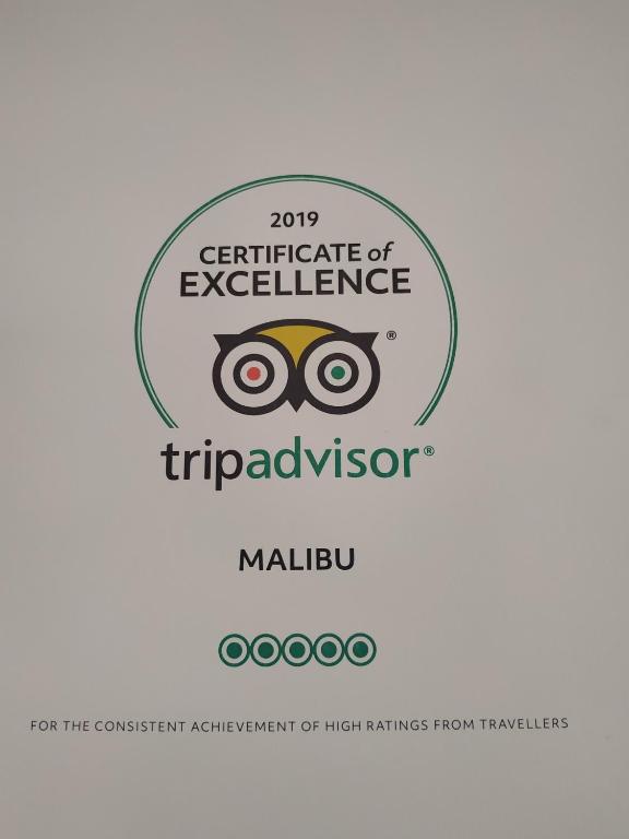 Certifikát, ocenenie alebo iný dokument vystavený v ubytovaní Malibu