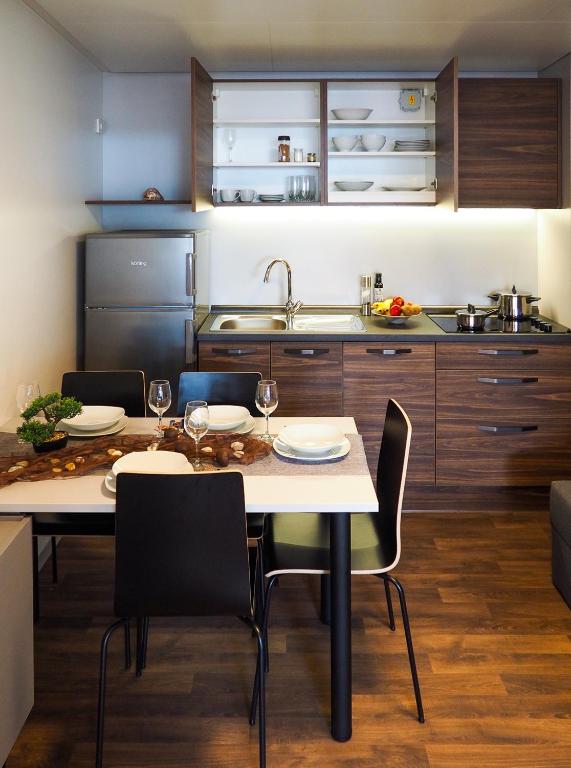 Kuchyň nebo kuchyňský kout v ubytování Lux camp - mobile homes in Bi village