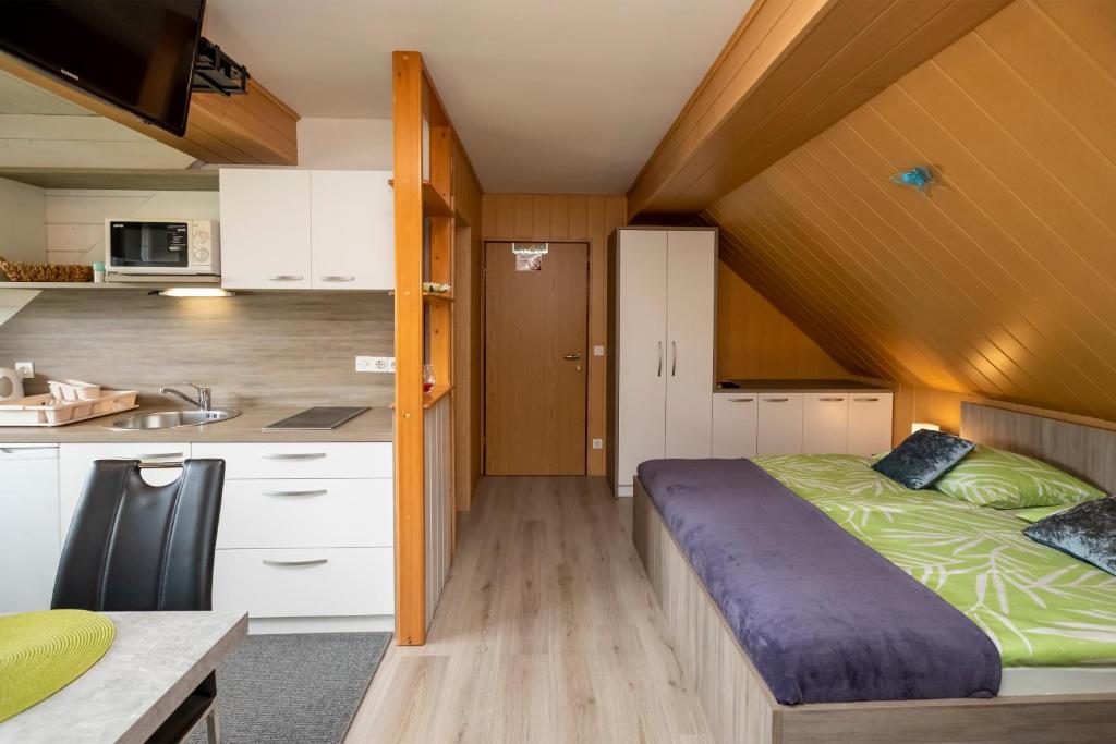 Kuchyň nebo kuchyňský kout v ubytování Apartment Kikelj