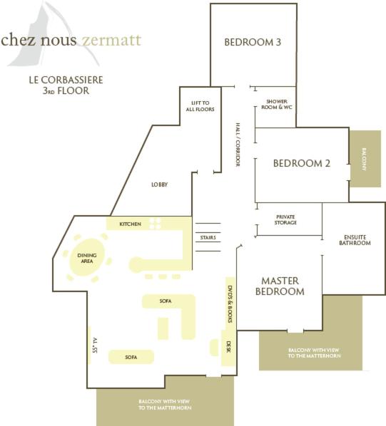 Půdorys ubytování Chez Nous Zermatt
