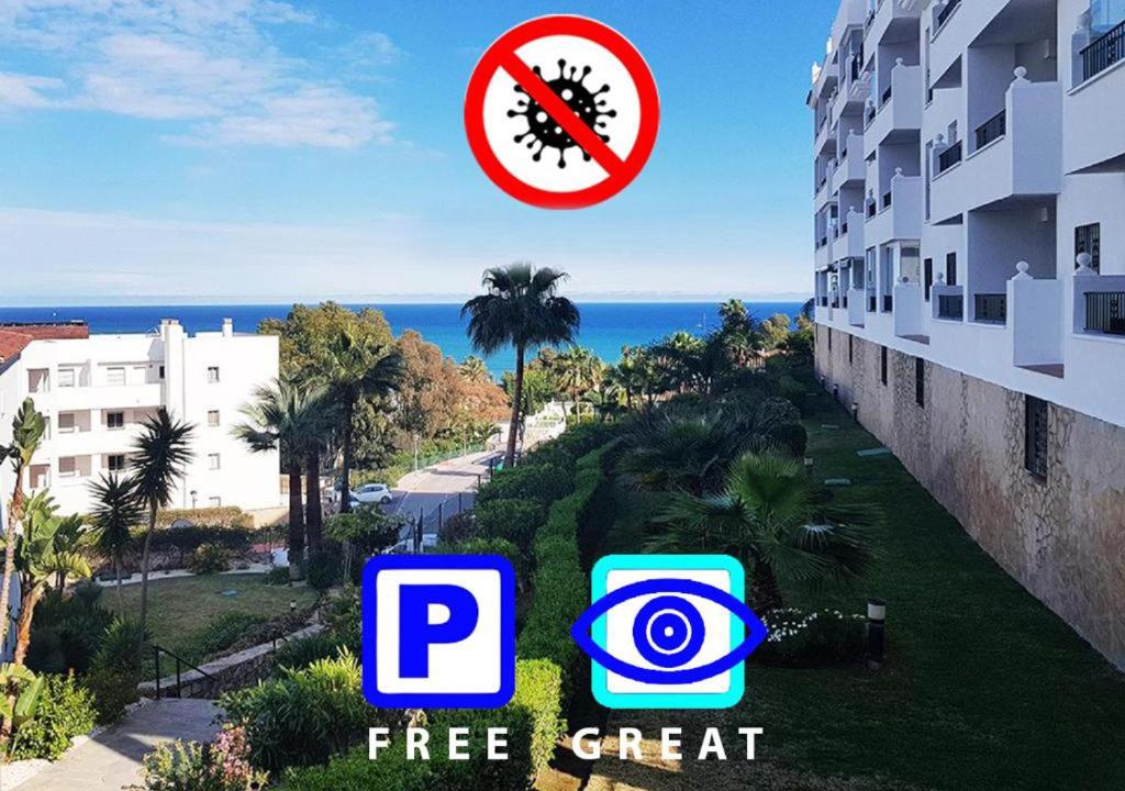 Una señal que diga p grande y una señal que diga gratis en Rancho Miraflores, apartment near Malaga and Marbella, great views, en Mijas Costa