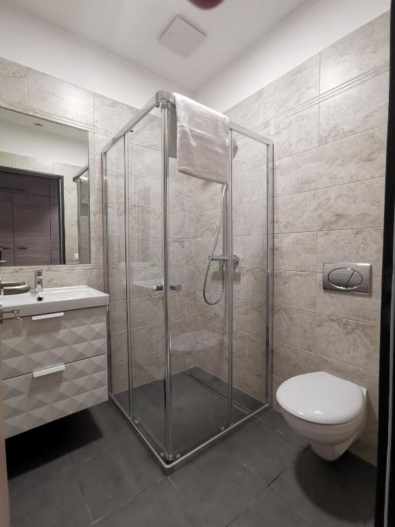 Koupelna v ubytování A22 Hotel Gyál