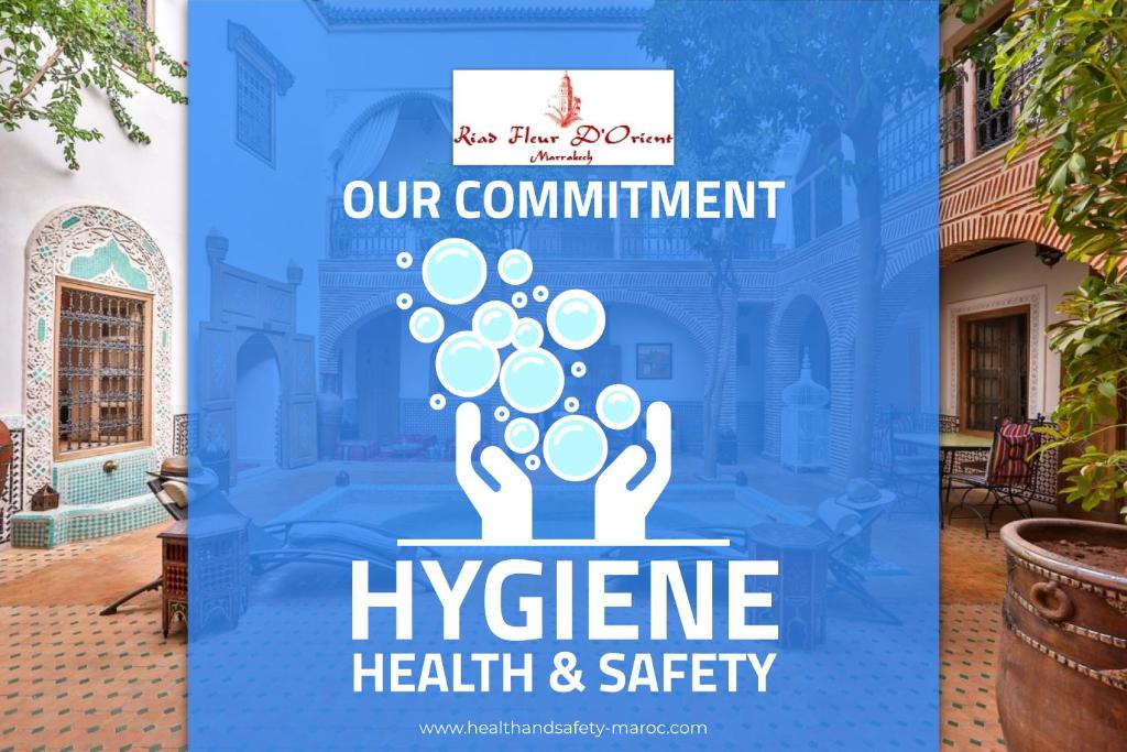 a sign for our commitment to hygiene health and safety at Riad Fleur d'Orient in Marrakech