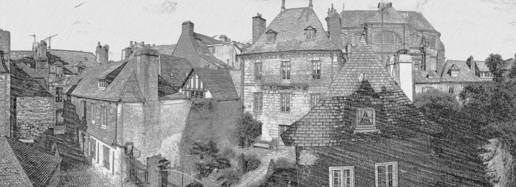 un dibujo de un antiguo castillo con edificios en Appartement Hypercentre Quimper, en Quimper