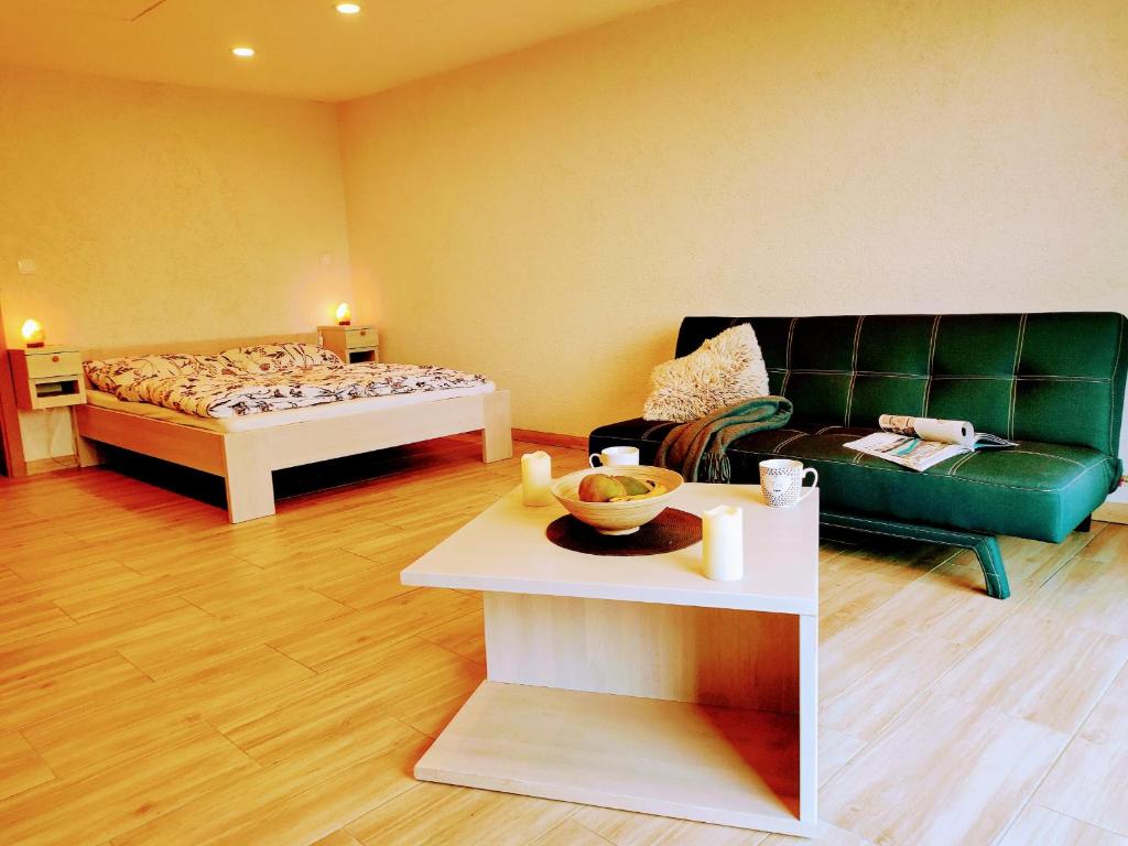 A bed or beds in a room at Dva Duby