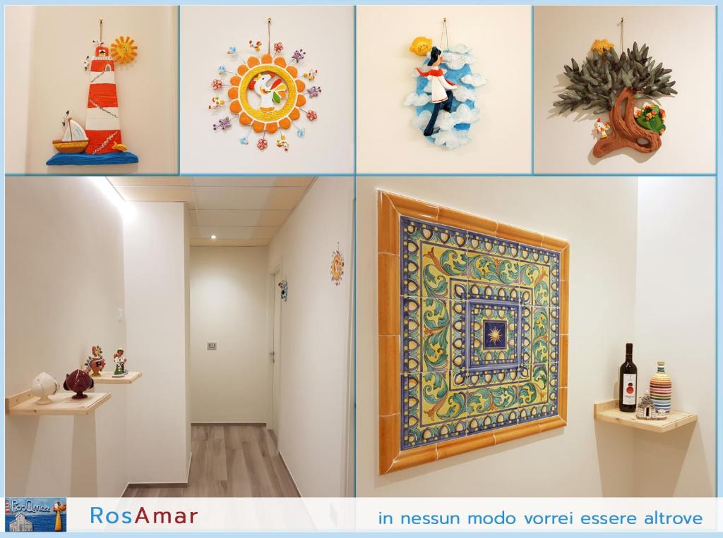 een collage van foto's van een kamer met een tapijt bij RosAmar in Bari
