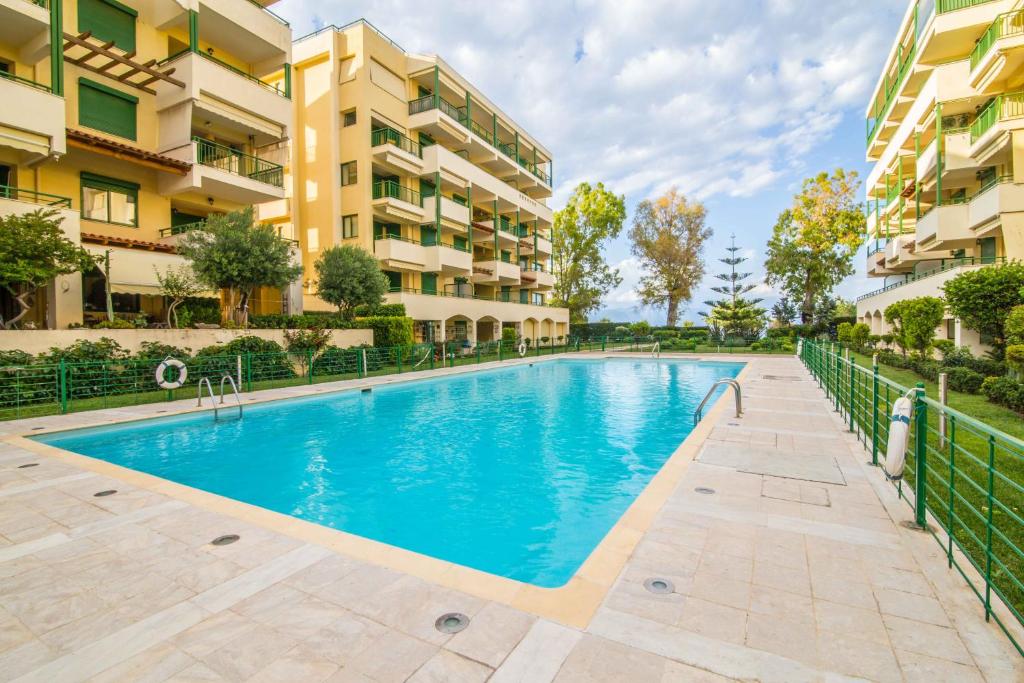 an image of a swimming pool in a apartment building at Aqua Vista Casa at Xylokastro in Xylokastron