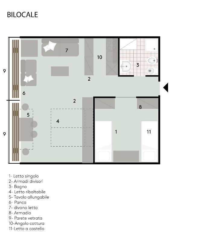 Půdorys ubytování Residenza Albaré