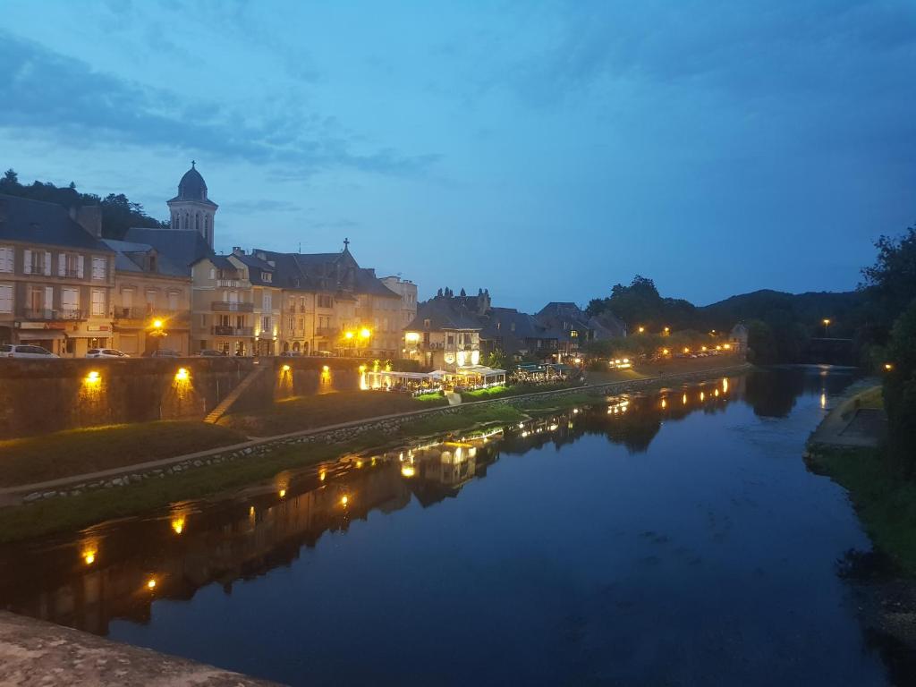 モンティニャックにあるAppart Montignac 2/4 personnesの夜の川