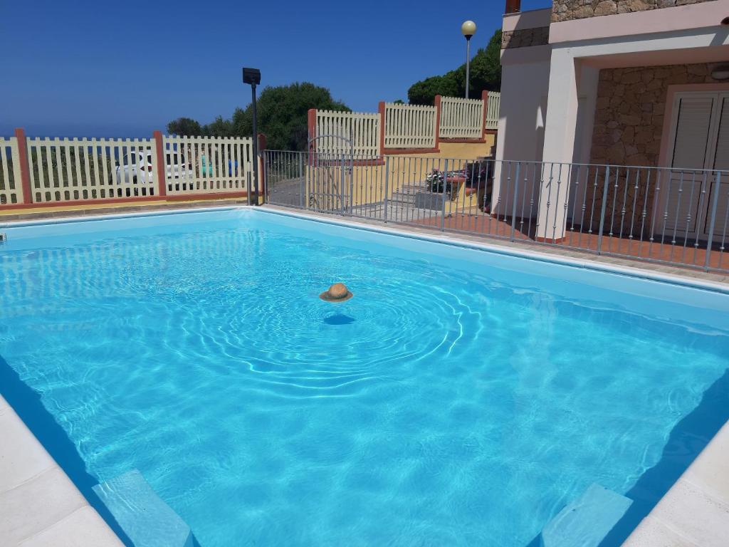 a swimming pool with a rock in the water at Casa vacanze "La Caldosa" in Badesi