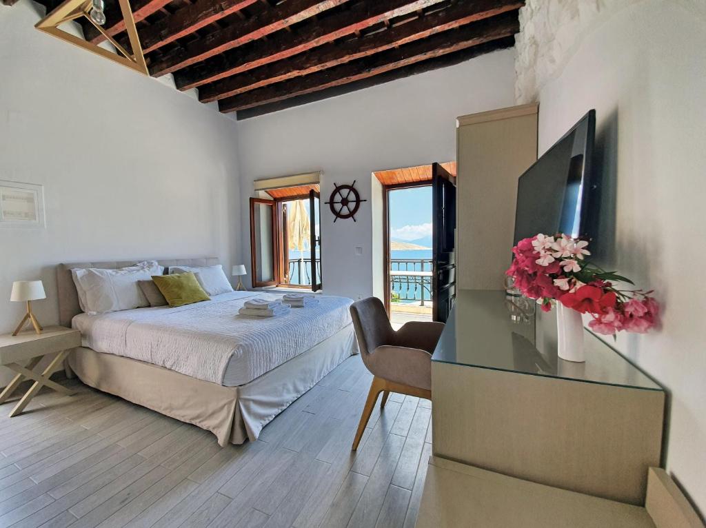 Postel nebo postele na pokoji v ubytování Aegean View Villas