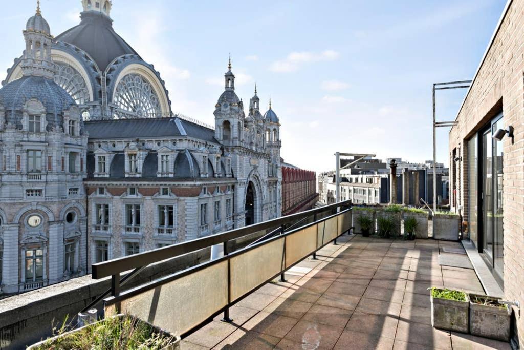 a view of a large building from a balcony at City PENTHOUSE, rooftop terrace, free NETFLIX, wifi and airco in Antwerp