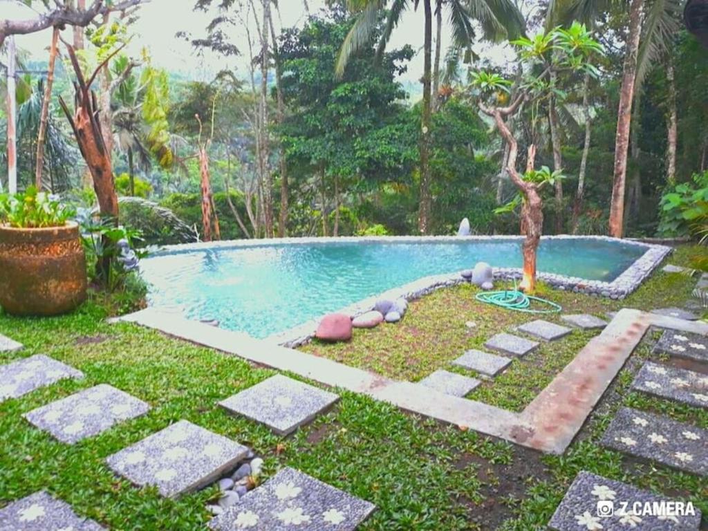 einen Pool inmitten eines Gartens in der Unterkunft Amara Giri I in Ubud