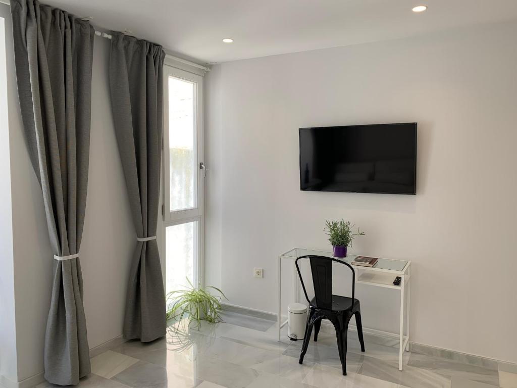 TV a/nebo společenská místnost v ubytování San Lorenzo Apartamentos y Suites