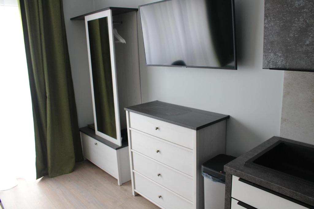Televízia a/alebo spoločenská miestnosť v ubytovaní Apartamenty Jagiellońska 23