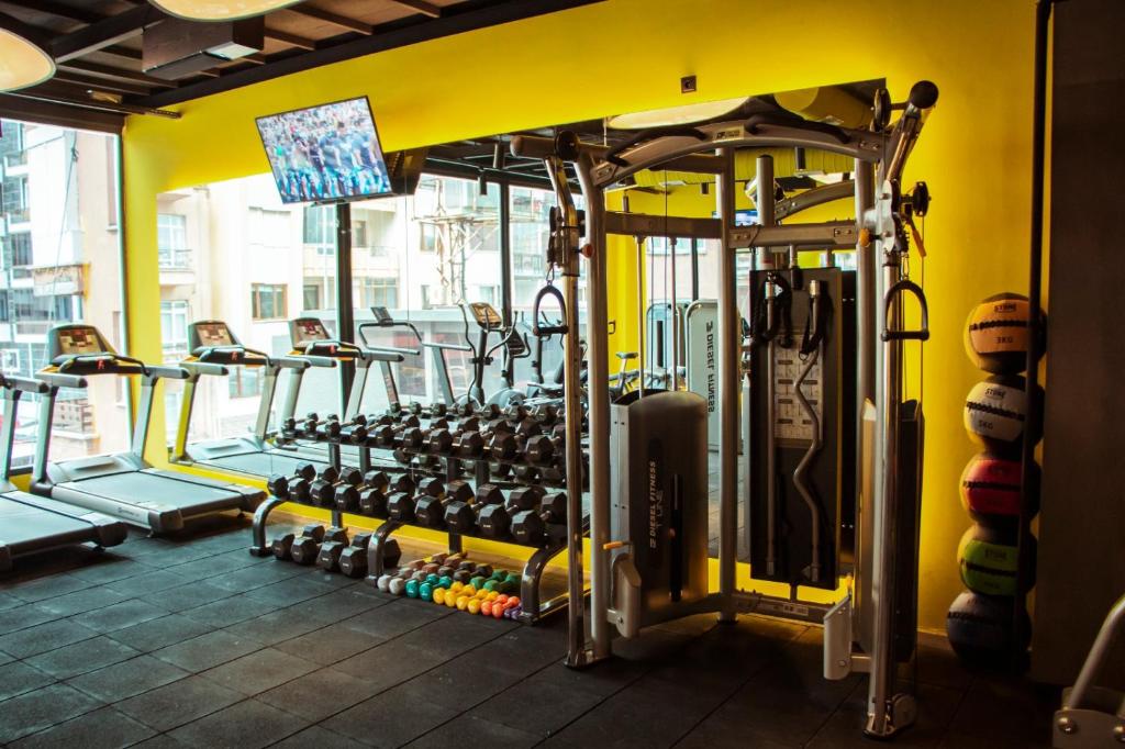 Fitness centrum a/nebo fitness zařízení v ubytování Akol Hotel