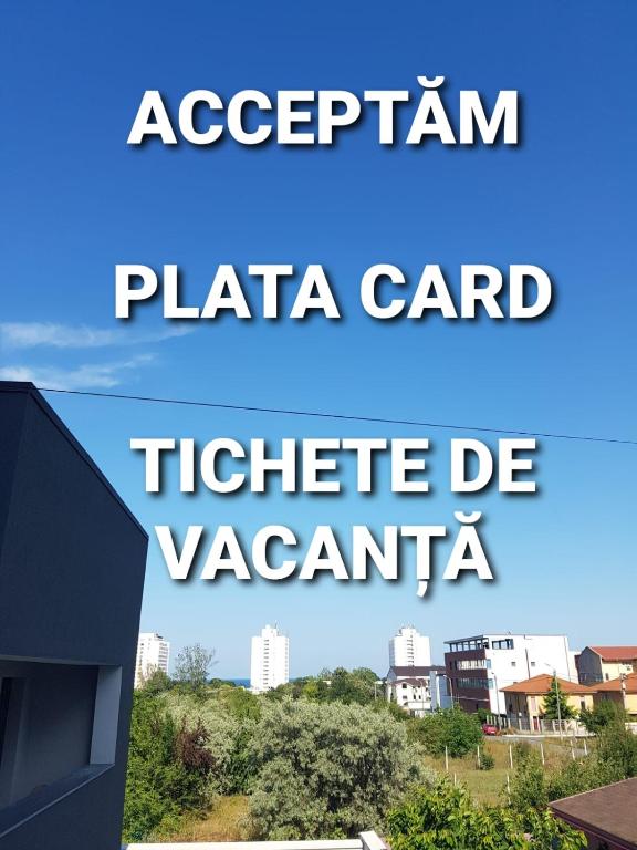 a sign that reads acropolitán plaza card theatre de vacantia at Vila La Matache in Eforie Nord